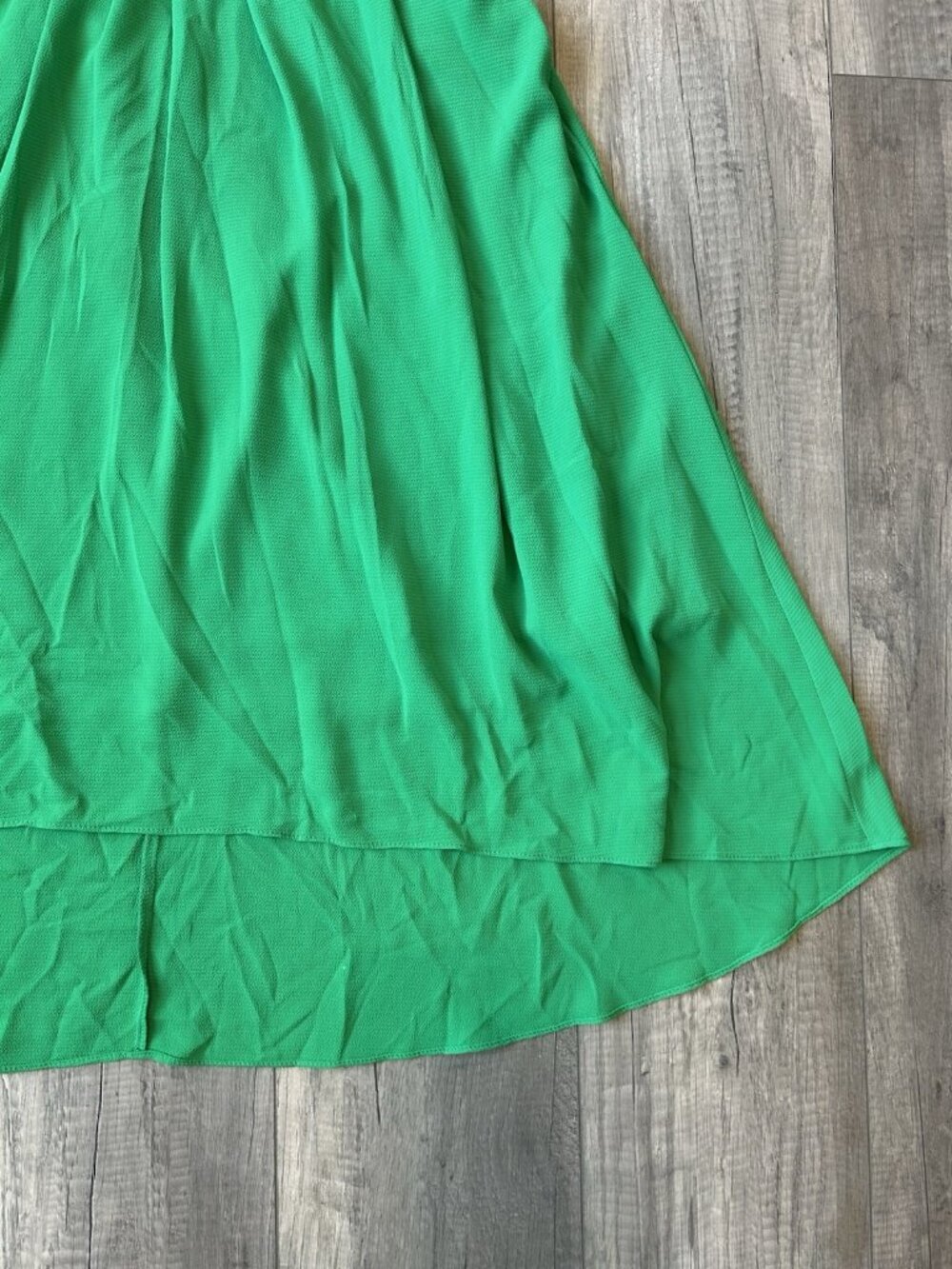 Maggy London Dress Sz 10 Green Chantilly Hi Lo Midi Spring Wedding Guest Ruffle - Picture 9 of 15